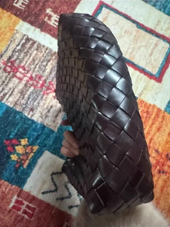 Dragon Diffusion Woven Leather Shoulder Bag Dark Brown Handmade Style - Picture 3 of 7